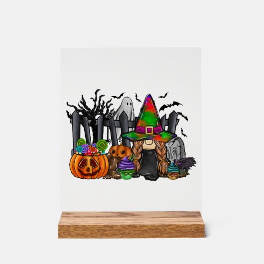 Halloween Gnome Acrylschild (Vorderseite)