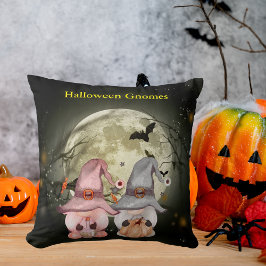 Halloween Gnome Couple Full Moon Kissen
