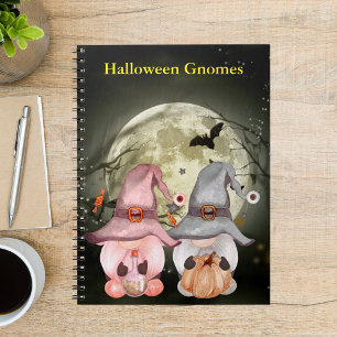 Halloween Gnome Couple Full Moon Notizblock