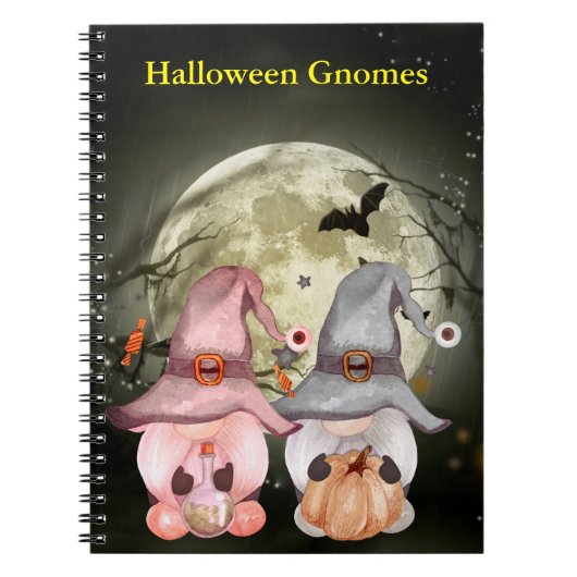 Halloween Gnome Couple Full Moon Notizblock (Vorderseite)