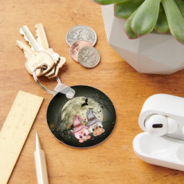 Halloween Gnome Couple Full Moon Schlüsselanhänger