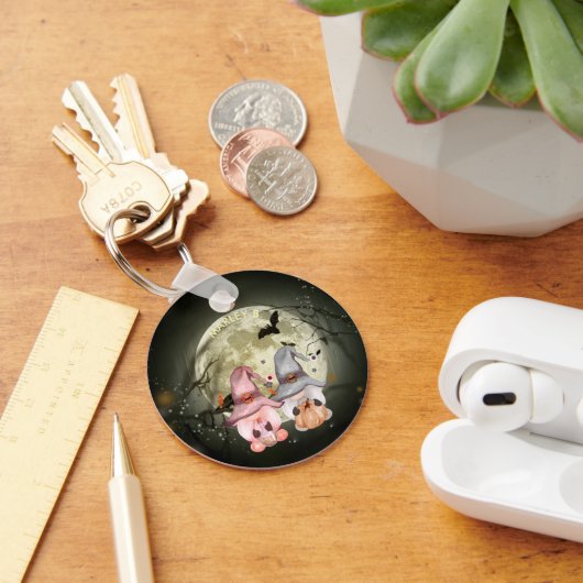 Halloween Gnome Couple Full Moon Schlüsselanhänger (Schreibtisch)