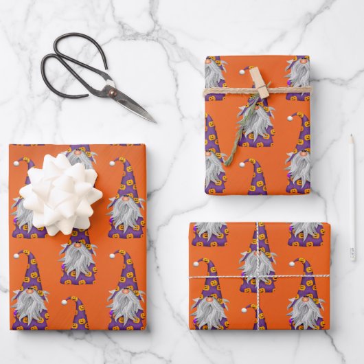 Halloween Gnome Geschenkpapier Set (Vorderseite)