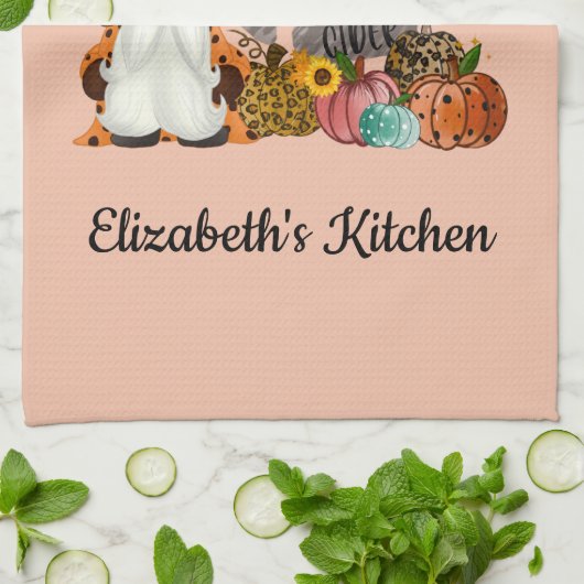 Halloween Gnome, Herbst, Kürbis Geschirrtuch (Gefaltet)