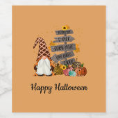 Halloween Gnome, Herbst, Kürbis, Halloween-Party Weinetikett (Einzelnes Label)
