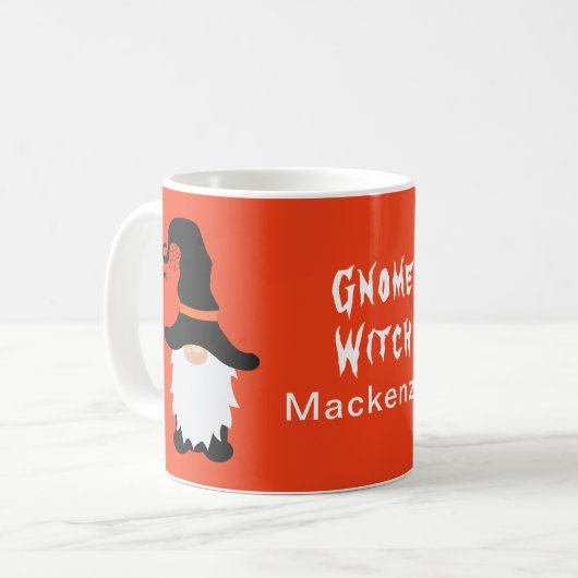 Halloween Gnome Hexenhaube Name hinzufügen Kaffeetasse (Vorderseite Links)