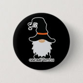 Halloween Gnome Hexenhühner Schwarzer Hut Button (Vorderseite)