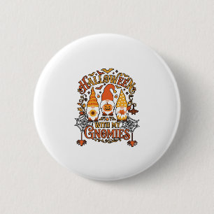 Halloween-Gnome Kürbis Spinnennetz Fledermäuse_1 Button