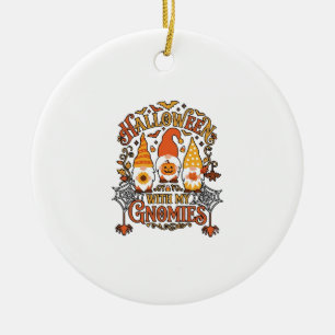Halloween-Gnome Kürbis Spinnennetz Fledermäuse_1 Keramik Ornament