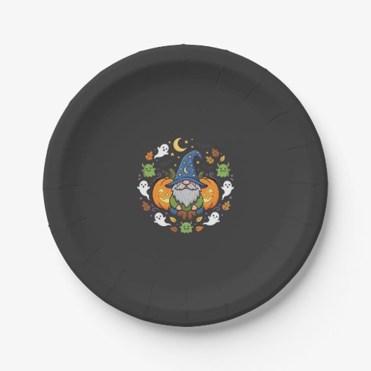 Halloween-Gnome Kürbismagie-Design Pappteller (Vorderseite)