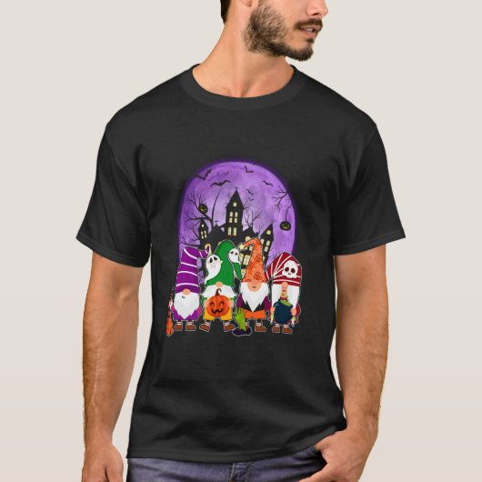 Halloween Gnome Mondfledermäuse Süßes oder Saures T-Shirt (Vorderseite)