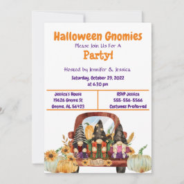 Halloween-Gnome-Party Einladung