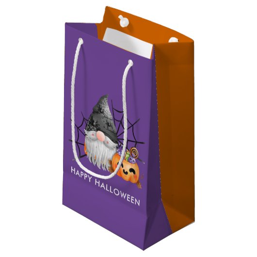 Halloween Gnome Trick oder Treat Kleine Geschenktüte (Vorderseite Schrägansicht)