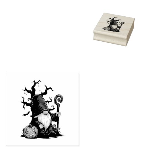 Halloween Gnome Wood Art Stamp Gummistempel (Stempel)