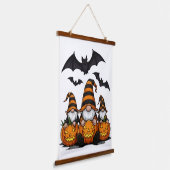 Halloween Gnome Wood Topped Wall Tapestry Wandteppich Mit Holzrahmen (Gewinkelt)