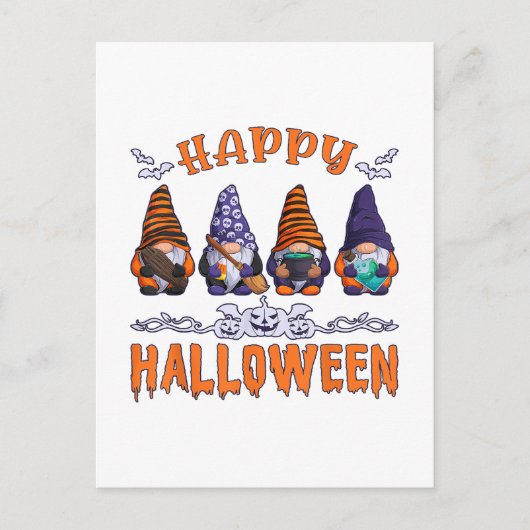 Halloween Gnomes Feiertagspostkarte (Vorderseite)