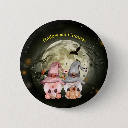 Halloween Gnomes Full Moon Family Button-Back Button (Vorderseite)