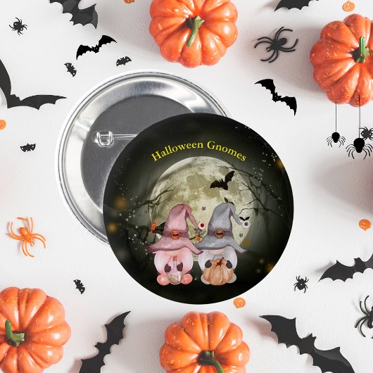 Halloween Gnomes Full Moon Family Button-Back Button