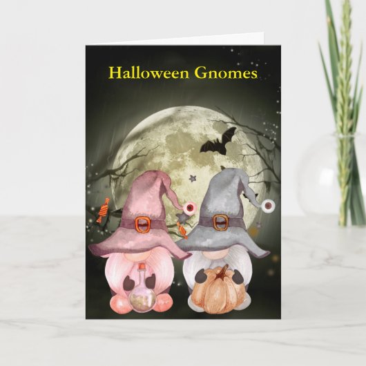 Halloween Gnomes Full Moon Mitteilungskarten (Vorderseite)
