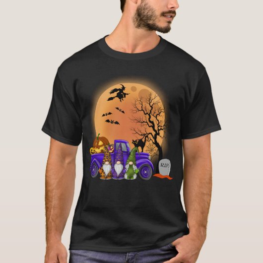 Halloween Gnomes Funny Truck Pumpkin Hexe T-Shirt (Vorderseite)