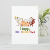 Halloween Gnomes Happy HalloDankeMas Erntedank Einladung (Stehend Vorderseite)