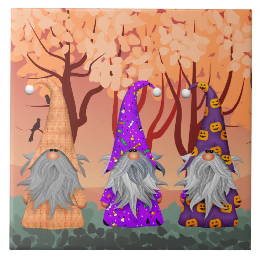 Halloween Gnomes Keramik Tile Fliese (Vorderseite)
