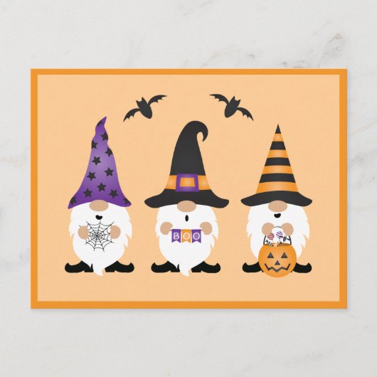 Halloween Gnomes Lila Orange Postkarte (Vorderseite)