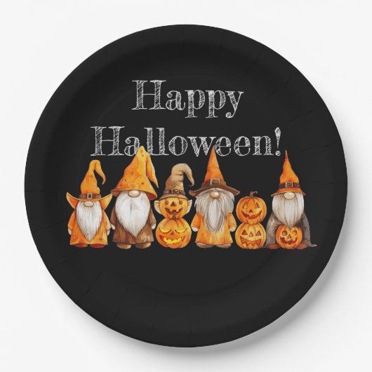 Halloween Gnomes Pappteller (Vorderseite)