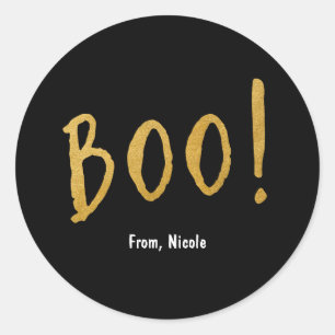 Halloween Gold BOO Black Gastgeschenk Sticker