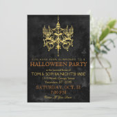Halloween Gold Chandelier Einladung (Stehend Vorderseite)