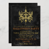 Halloween Gold Chandelier Einladung (Vorne/Hinten)