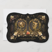 Halloween Gold Elegance Skeleton-Bracket zusammen Einladung (Vorderseite)