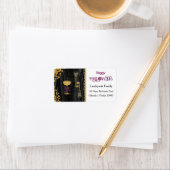 Halloween Gold Glitzer Skulls & Glitzer Champagne Adressaufkleber (Insitu)