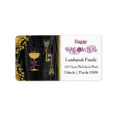 Halloween Gold Glitzer Skulls & Glitzer Champagne Adressaufkleber (Vorne)