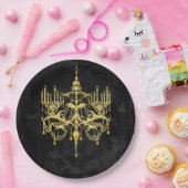 Halloween Gold Imitats-Glitzer Chandelier Pappteller (Party)