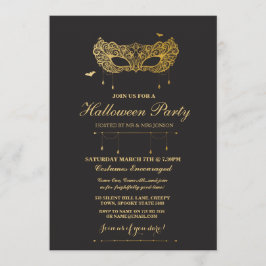 Halloween-Gold-Maskerade-Party laden Einladung