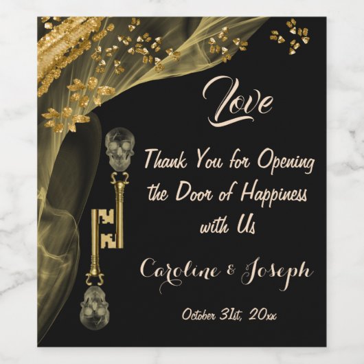 Halloween Gold Nuggets & Beängstigende Schädeltast Weinetikett (Einzelnes Label)