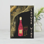 Halloween Gold Skulls Dusche Wein & QR Code Einladung (Stehend Vorderseite)