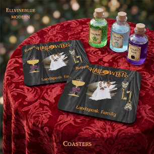 Halloween Gold Totenköpfe & Champagner & Foto Getränkeuntersetzer