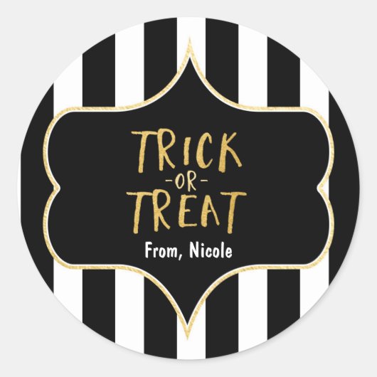 Halloween Gold TRICK ODER TREAT Strickkleber Runder Aufkleber (Vorderseite)