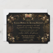 Halloween Golden Elegance Skelette Wedding Invit Einladung (Rückseite)