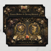 Halloween Golden Elegance Skelette Wedding Invit Einladung (Vorne/Hinten)