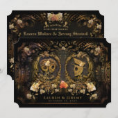 Halloween Golden Elegance Skelette zusammen mit Einladung (Vorne/Hinten)