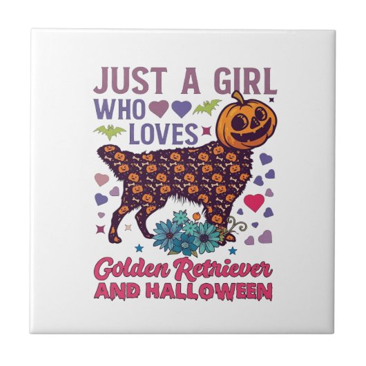 Halloween Golden Retriever_1 Fliese (Vorderseite)