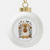 Halloween Golden Retriever Blume Keramik Kugel-Ornament (Vorderseite)
