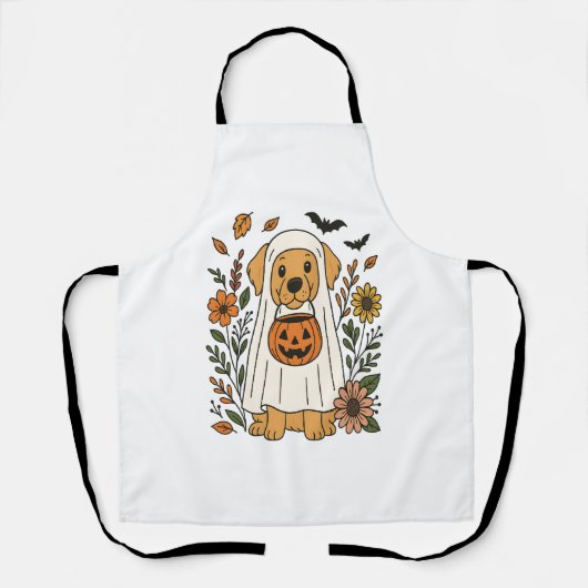 Halloween Golden Retriever Blume Schürze (Vorderseite)