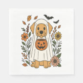 Halloween Golden Retriever Blume Serviette (Vorderseite)