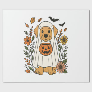 Halloween Golden Retriever Blumen Geschenkpapier