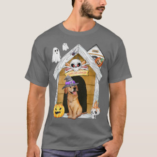 Halloween Golden Retriever Dog Hexe Spuk Haus T-Shirt