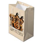 Halloween Golden Retriever Dogs Jack O Lantern Mittlere Geschenktüte (Vorderseite Schrägansicht)